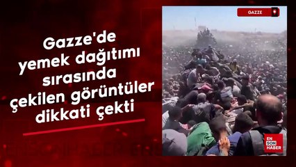 Gazze'de yemek dağıtımı sırasında çekilen görüntüler dikkati çekti
