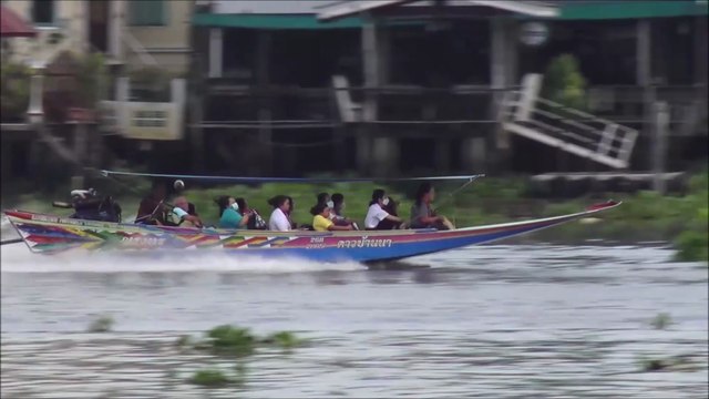 Passenger speed boats at Koh Kret Chao Phraya River Thailand