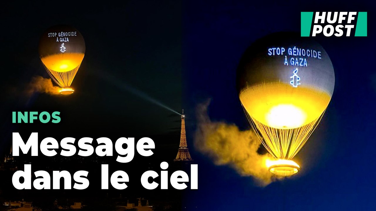 À Paris, la vasque olympique affiche « Stop génocide à Gaza » pendant un happening d’Amnesty International