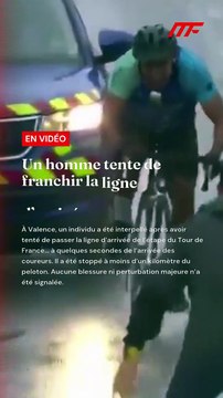 🇫🇷🚴‍♂️ FLASH – Un homme tente de franchir la ligne d’arrivée du Tour… à vélo ! À Valence, un individu a été interpellé après avoir tenté de passer la ligne d’arrivée de l’étape du Tour de France… à quelques secondes de l’arrivée des coureurs 😳🚨
