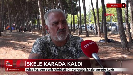 Bursa İznik Gölü'nde bir dönem deniz otobüsünün yanaştığı iskele karada kaldı