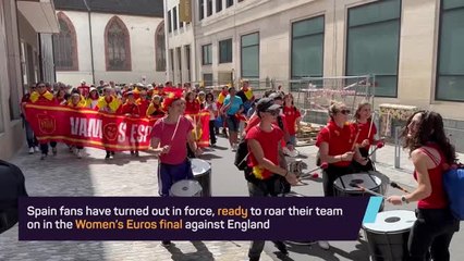 Spain fans take over Basel ahead of the Euros final
