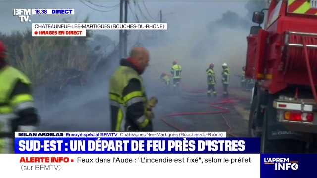 Feu de canier près d'Istres: 7.500 m2 parcourus par les flammes, 95 pompiers mobilisés