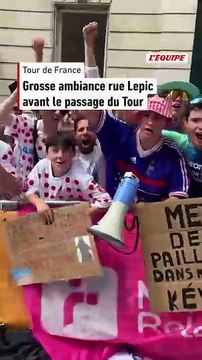 Grosse ambiance rue Lepic avant le passage des coureurs du Tour de France - Cyclisme - Tour de France
