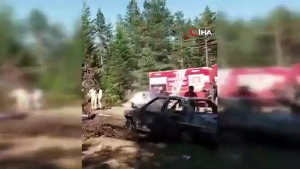 Kastamonu’da otomobilde çıkan yangın ormana sıçradı