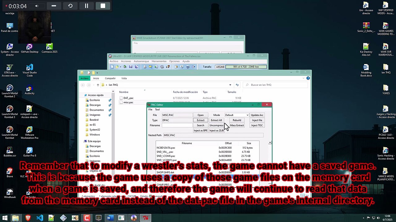 SVRs  (PS2) Modding Tutorials #2 - Change a Wrestler Stats.