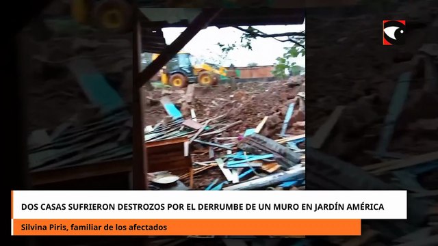 Dos casas sufrieron destrozos por el derrumbe de un muro en Jardín América
