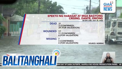Epekto ng Habagat at mga Bagyong #CrisingPH, #DantePH, #EmongPH as of 6 AM, July 28, 2025 | Balitanghali