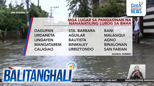 Ilang lugar sa Pangasinan, nananatiling lubog sa baha; mga residente, lumusong sa mga bahang kalsada | Balitanghali