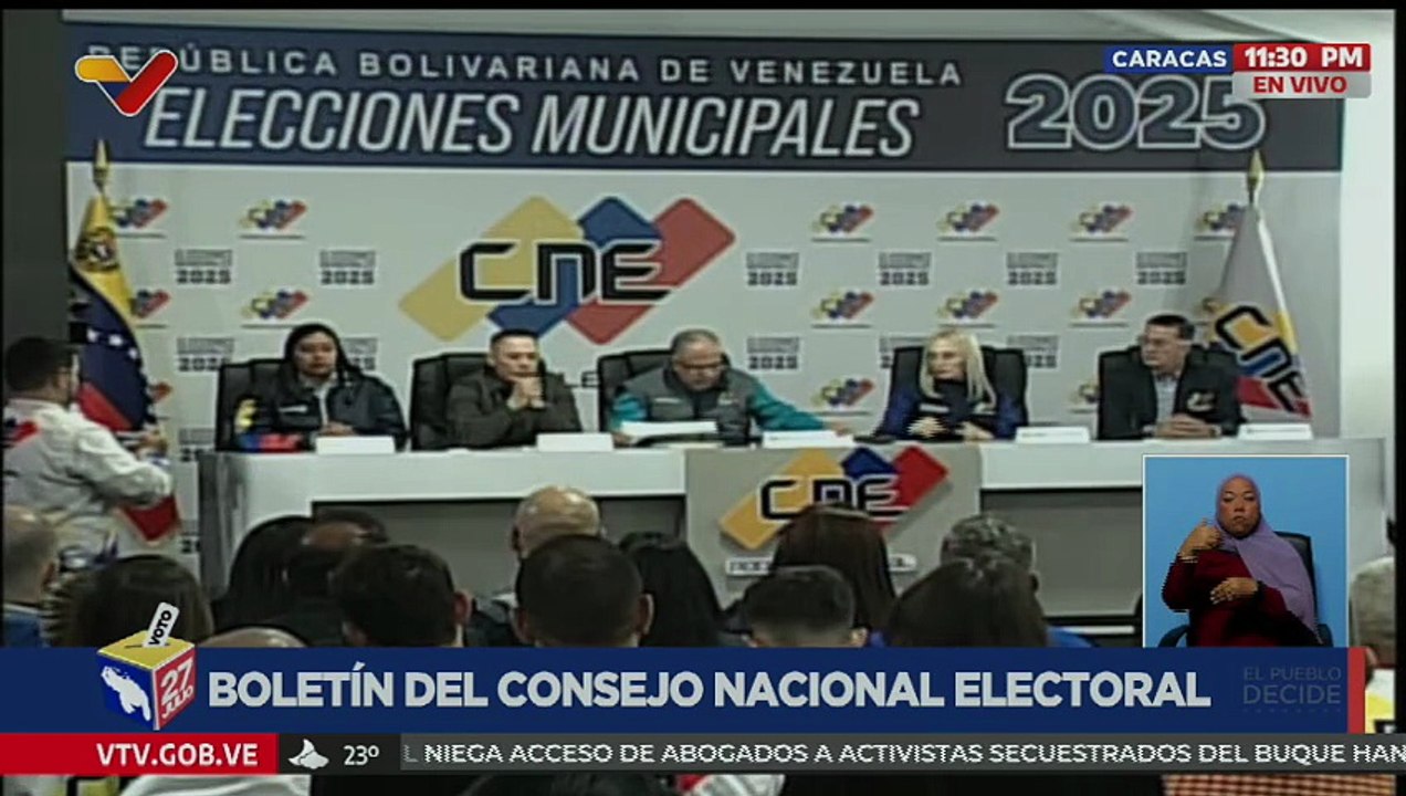 Autoridades del CNE dan a conocer el primer boletín de las Elecciones Municipales 2025