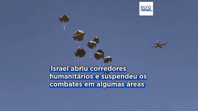 Perante situação de fome, mais ajuda humanitária é lançada por via aérea sobre a Faixa de Gaza