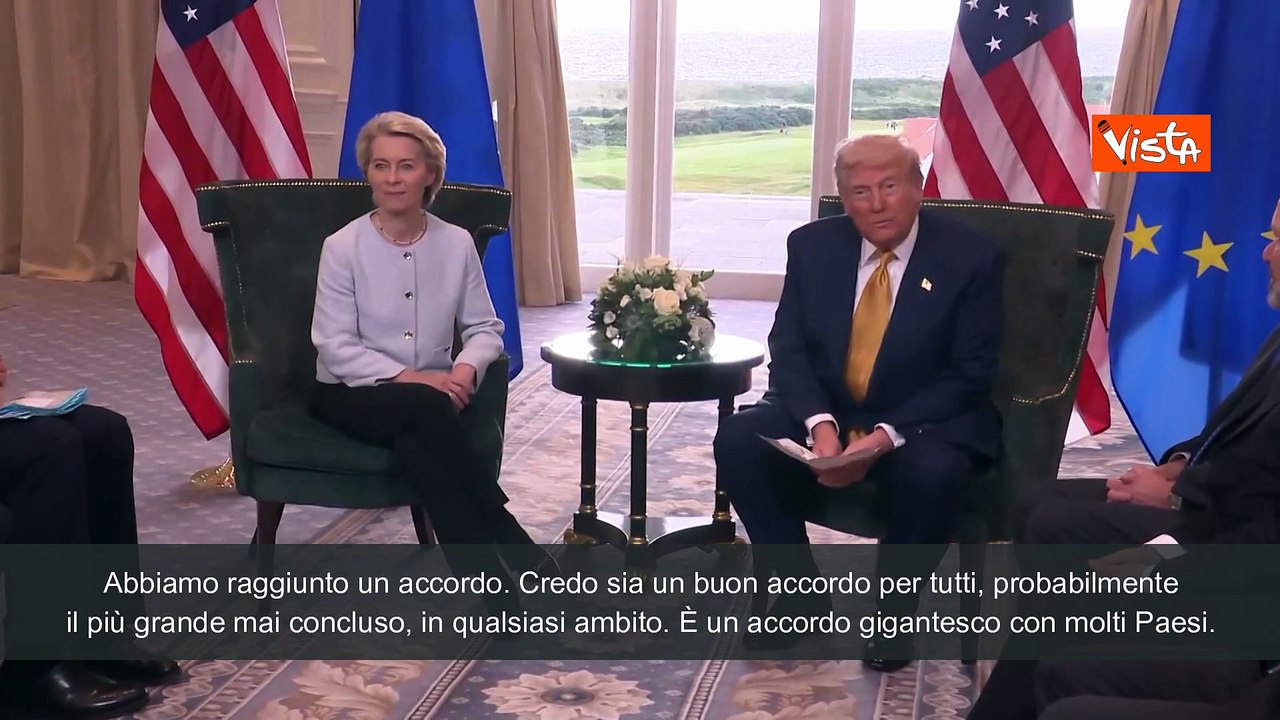 Dazi, Trump: "L'Ue acquisterà 750 mld di dollari di energia e investirà 600 mld in Usa"
