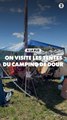 On visite les tentes du camping de Dour