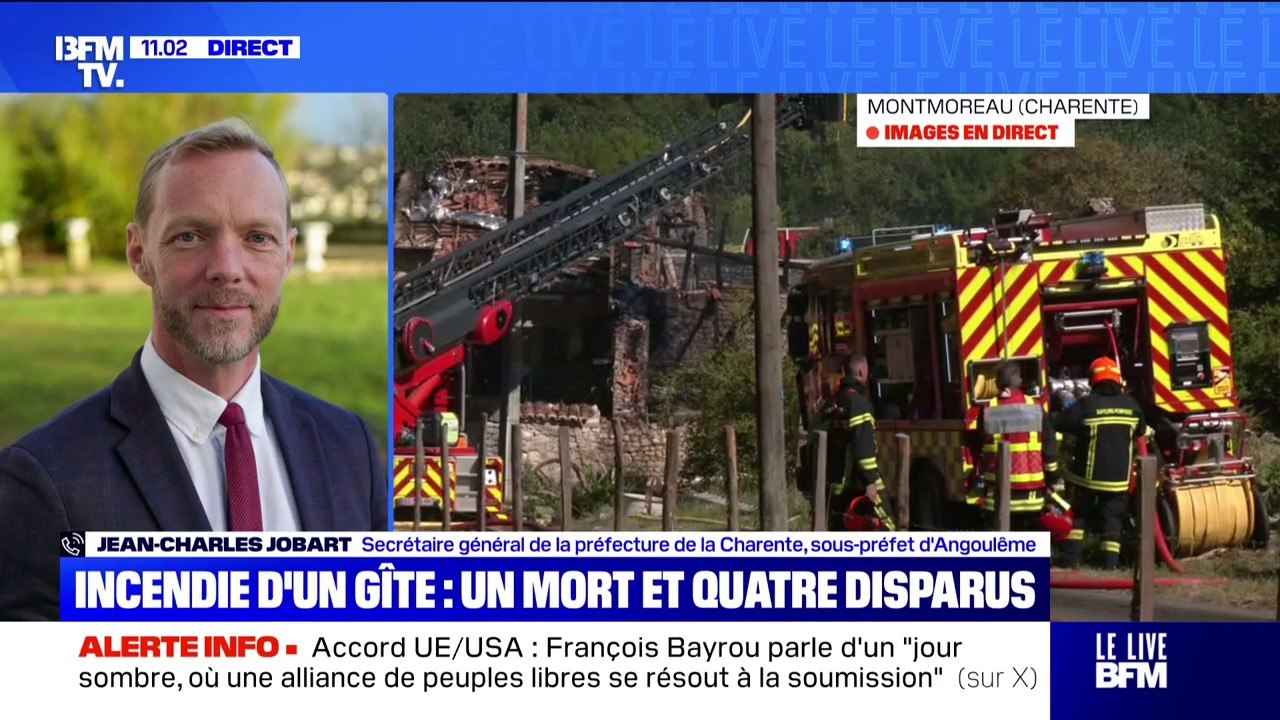 L'incendie d'un gite en Charente a mobilisé jusqu'à "80 sapeurs-pompiers et 24 véhicules", explique le sous-préfet d'Angoulême