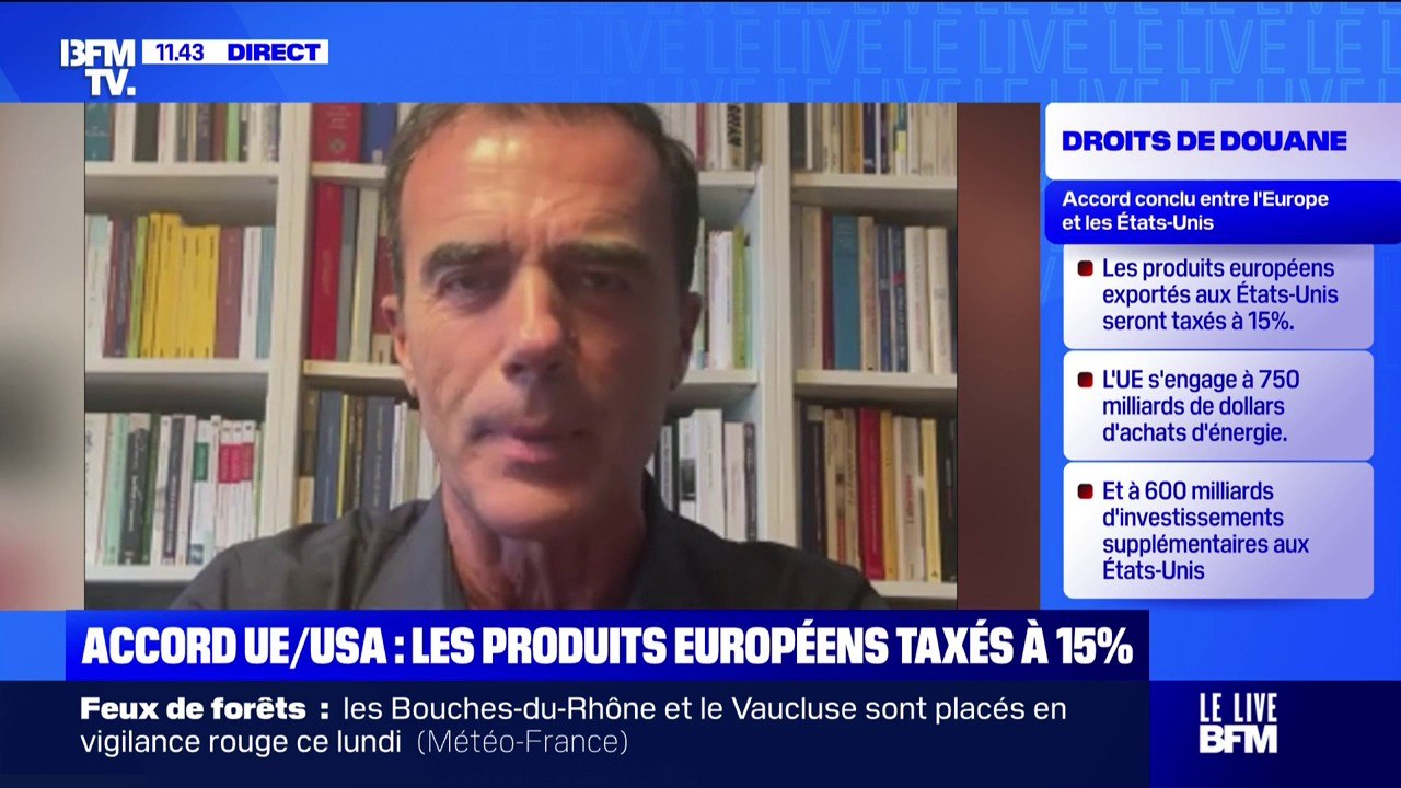 Droits de douane américains: "C'est un accord très mauvais, qui est le fruit de la peur de von der Leyen", estime le député européen Sandro Gozi