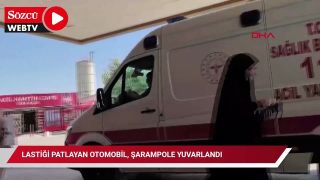 Lastiği patlayan otomobil, şarampole yuvarlandı: 1 yaralı