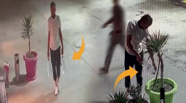 Bursa'da ormanı yakan şüphelinin akaryakıt istasyonundan benzin aldığı anlar kamerada
