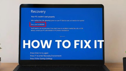 How To Fix Blue Screen Recovery “Your PC Couldn't Start Properly” With Error Code 0xc0000001 in Windows 11 / 10 / 8 / 7 ✅