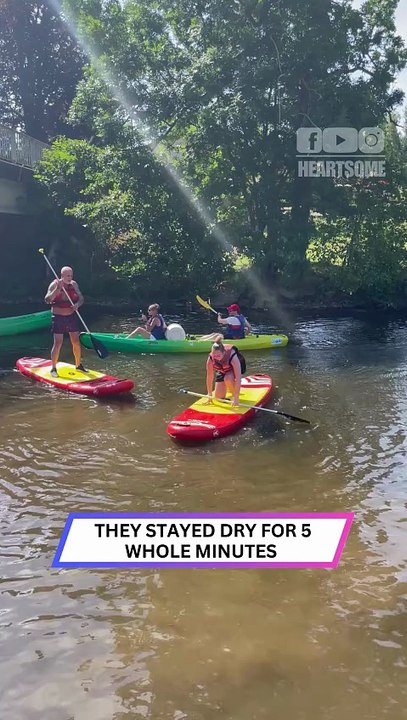 First Time Paddle boarding Ends in a Double Splash!
