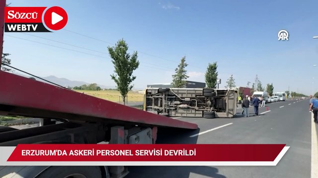 Erzurum'da askeri personel servisinin devrilmesi sonucu 13 kişi yaralandı