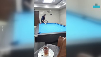 Amazing Pool Trickshot With Spoon and Glass