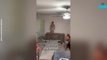 Dad Builds Indoor Gym for His Kids
