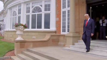 Donald Trump drowned out by Scottish bagpipes as US president greets Keir Starmer
