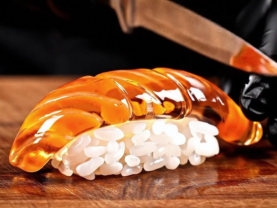 Glass Japanese Food ASMR 🍣 #oddlysatisfying #asmr #satisfying #aiasmr #asmrai #veo3