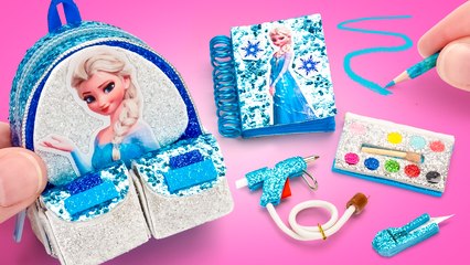 Mini-fournitures scolaires à l’épreuve de la neige ! ❄️ Sac à dos DIY, Trousse à crayons pour Elsa