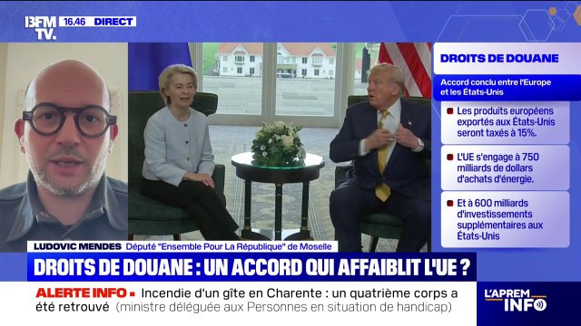 Accord UE-États-Unis: On ne peut pas accepter cet accord tel quel , estime Ludovic Mendes, député Ensemble pour la République