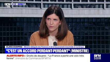Droits de douane: pour Clara Chappaz, ministre déléguée du numérique, "c'est un accord perdant-perdant"