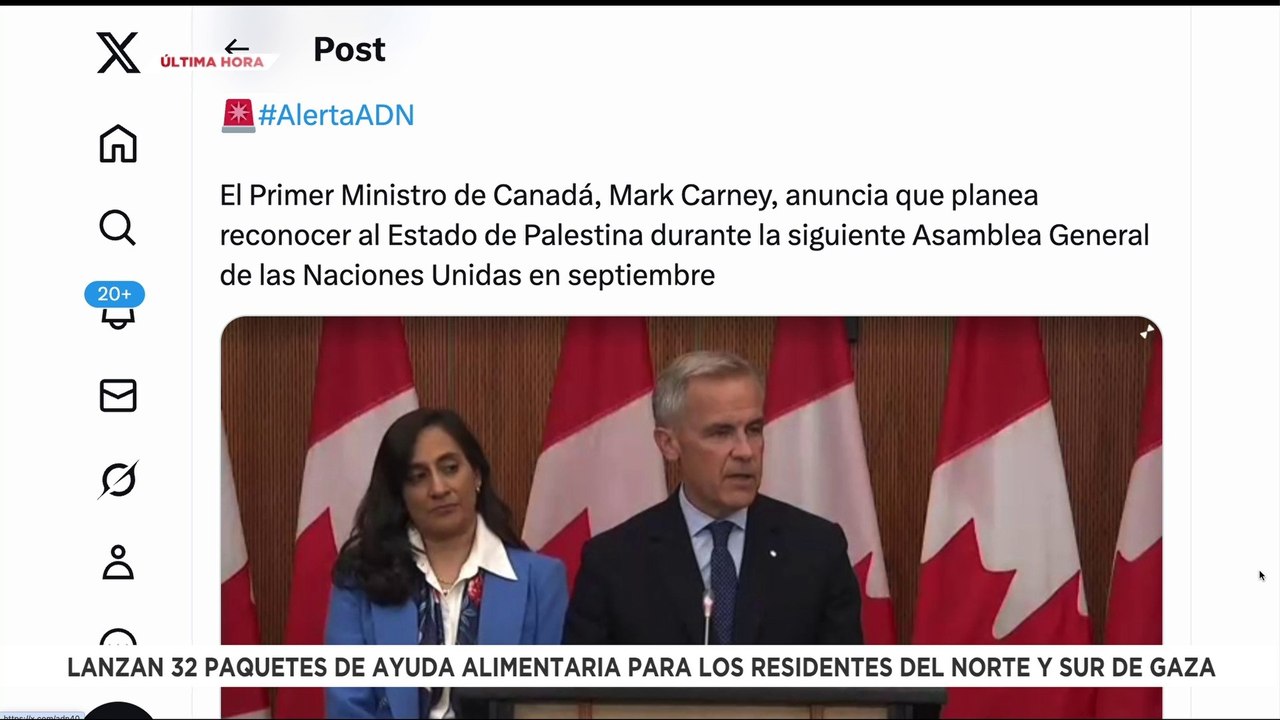 🚨¡Última Hora! El Primer Ministro de Canadá, Mark Carney, planea reconocer al Estado de Palestina