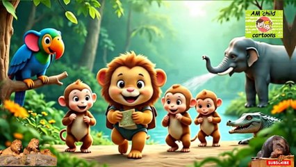 پانچ چھوٹے بندر اور شیر کا بچہTitle: Five Little Monkeys and the Baby Lion Bedtime Stories#am_child_cartoons