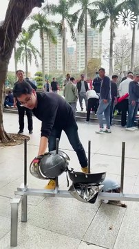 Testing motorcycle helmet durability! 😯