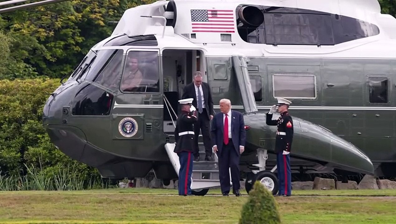 Donald Trump and Sir Keir Starmer arrive at Scotland