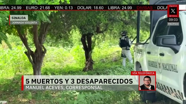 Se reportan 5 muertes y 3 desapariciones en Sinaloa tras jornada violenta