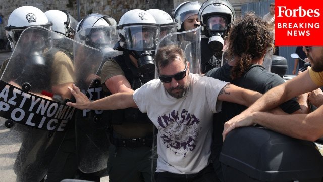 Violence Breaks Out At Protest After An Israeli-Owned Cruise Ship Docks At Greek Port