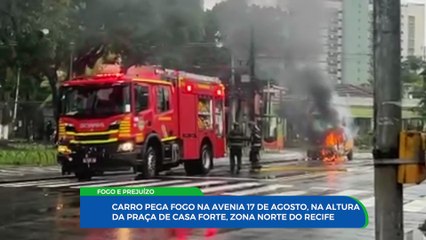 incêndio consome carro em avenida movimentada do Recife: motorista escapa ileso
