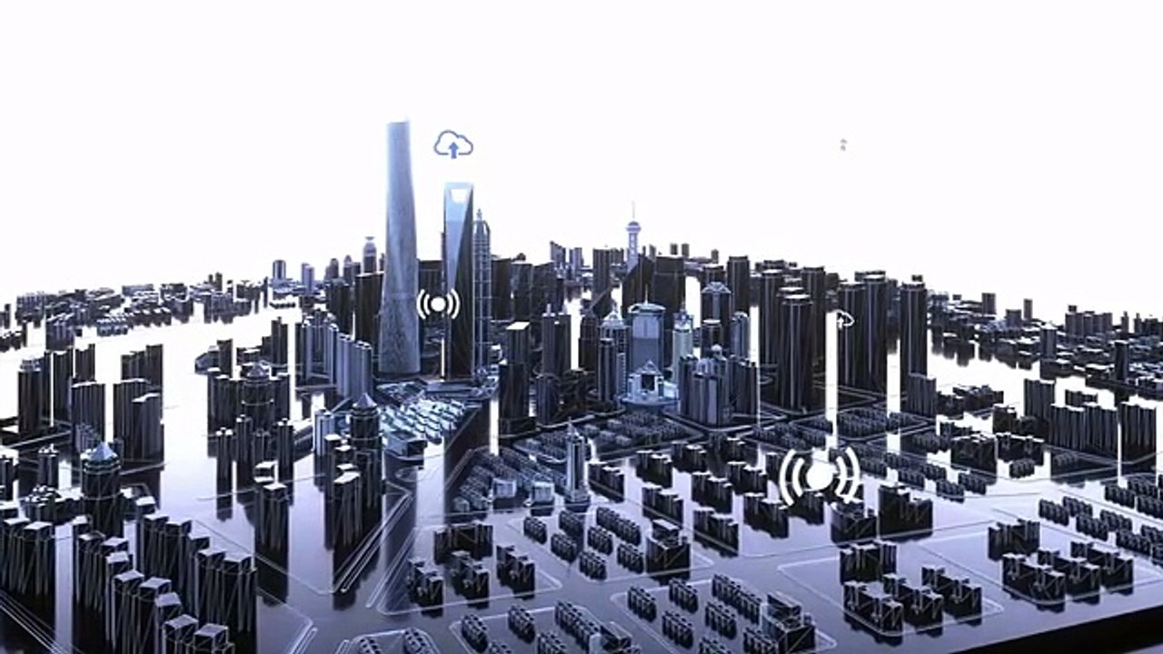 City buildings displayed using 5G.　鴨志田一希