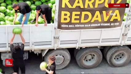 Hatay’da hayırsever esnaf 20 ton karpuzu 1 saatte bedava dağıttı