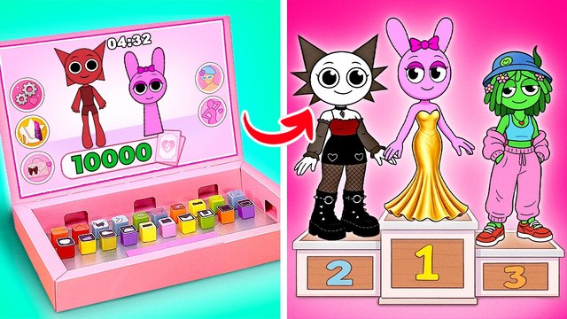 Incredibox Sprunki Makeover Fun! *Dress to Impress Challenge with Beauty Paper Gadgets*