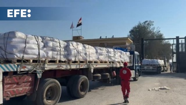 Decenas de camiones con ayuda humanitaria entran en Gaza desde Egipto