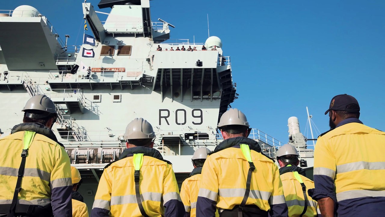 Royal Navy carrier HMS Prince of Wales leaving Darwin and heading for Japan