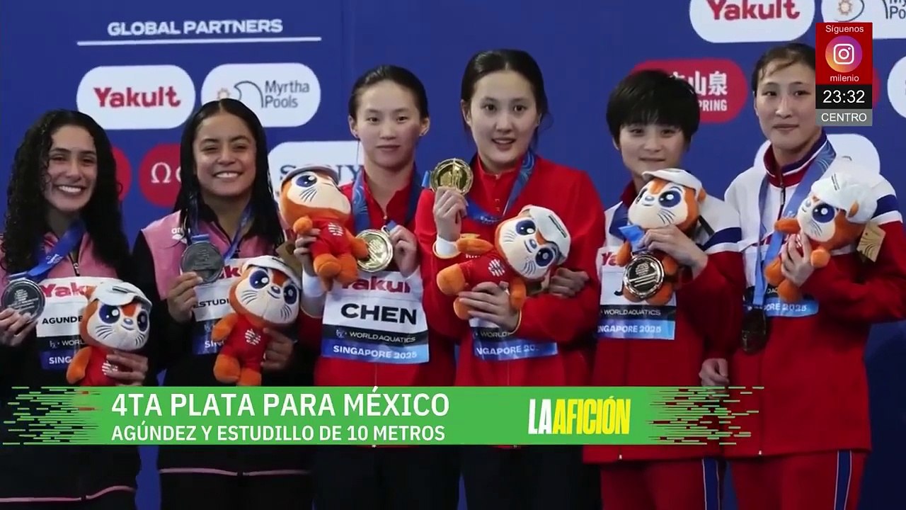 Gabriela Agúndez y Alejandra Estudillo ganan medalla de plata en saltos sincronizados en Natación
