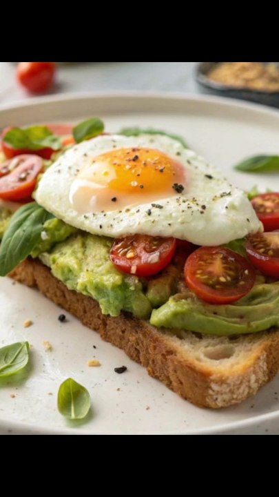 Avocado Toast with Egg🥑🍳 A delicious, protein-packed breakfast that's ready in minutes! Crispy toast, creamy avocado, and a perfectly cooked egg — pure morning bliss! ✨🍽️