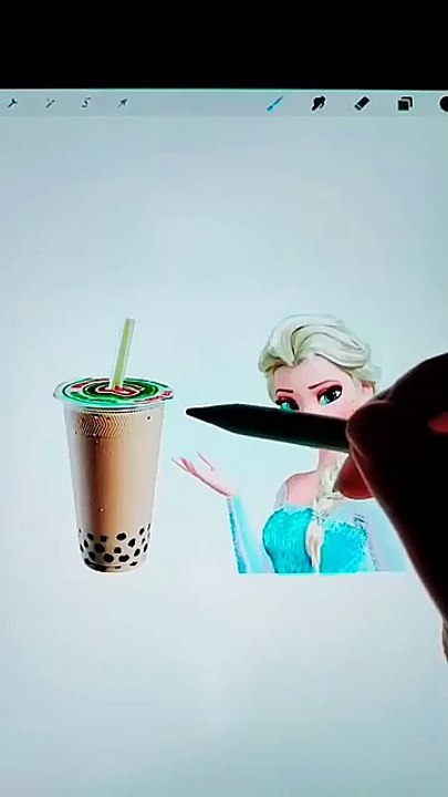Bubble_Tea_Elsa_#bulletin_#elsa_#frozen_#frozen2_#art_#disney_#digitalart_#artwork_#shorts(360p)