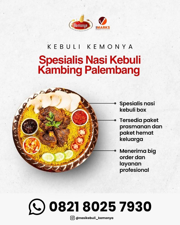 Hub. 0821 8025 7930, Paket Nasi Kebuli Nasi Briyani Palembang Kemonya