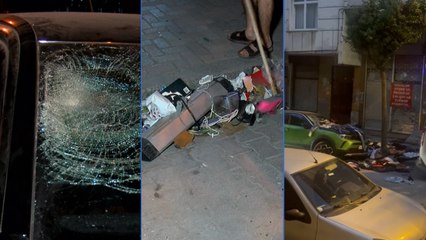 Güngören’de evdeki eşyaları pencereden attı; 2 otomobil zarar gördü