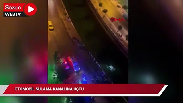 Otomobil sulama kanalına uçtu