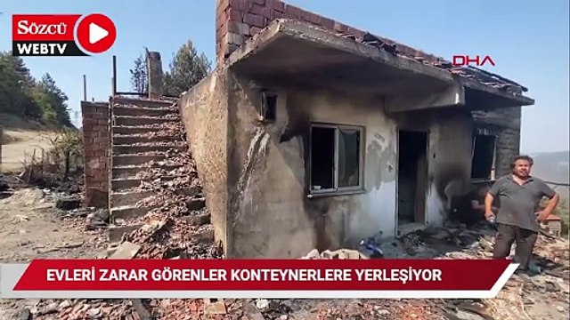 Karabük'teki orman yangınında evleri zarar görenler konteynerlere yerleşiyor